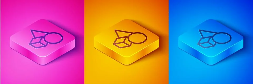 Isometric line Basic geometric shapes icon isolated on pink and orange, blue Stock Illustration