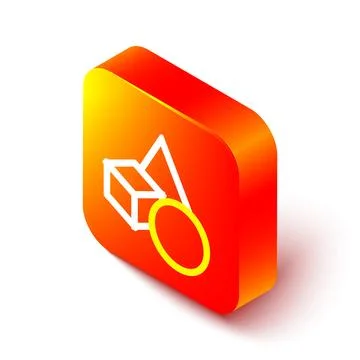 Isometric line Basic geometric shapes icon isolated on white background. Orange Stockillustratie