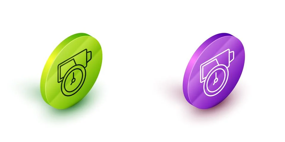 Isometric line Battery charge level indicator icon isolated on white background Illustrazione stock