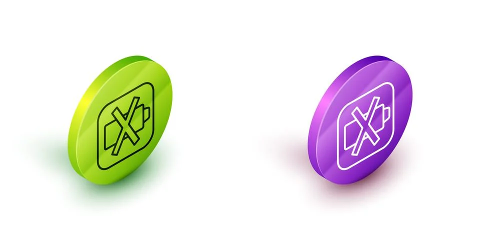 Isometric line Battery charge level indicator icon isolated on white backgr.. Illustrazione stock