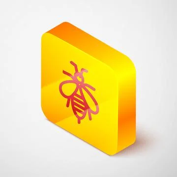 Isometric line Bee icon isolated on grey background. Sweet natural food Stock Illustration