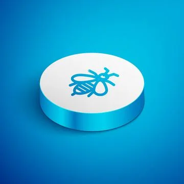 Isometric line Bee icon isolated on blue background. Sweet natural food Stock Illustration