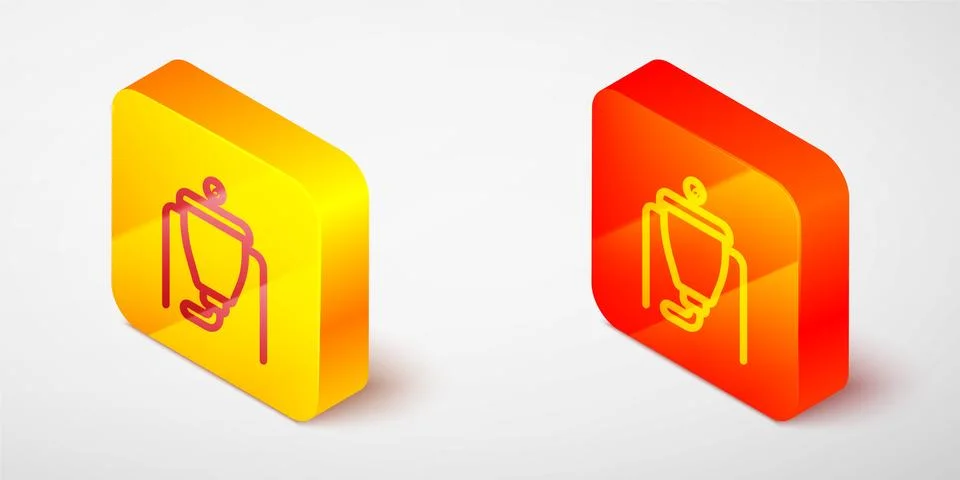 Isometric line Beer brewing process icon isolated on grey background. Yellow and Illustrazione stock