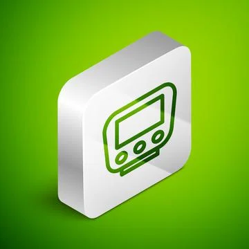 Isometric line Bicycle speedometer icon isolated on green background. Silver Stock Illustration