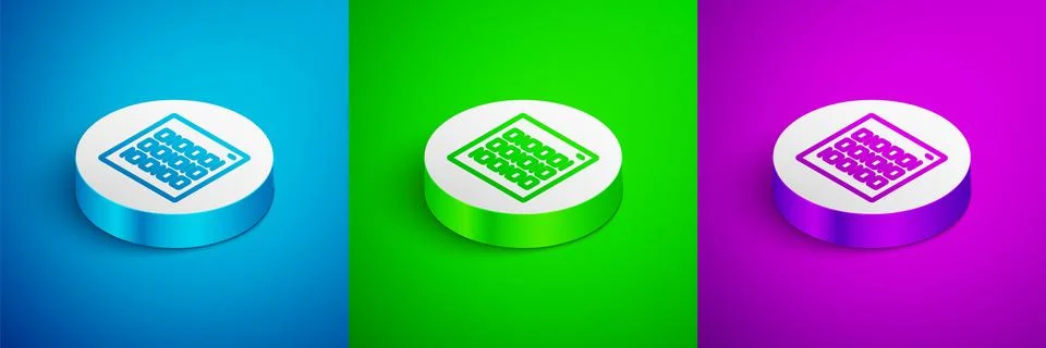 Isometric line Binary code icon isolated on blue, green and purple background Stock Illustration
