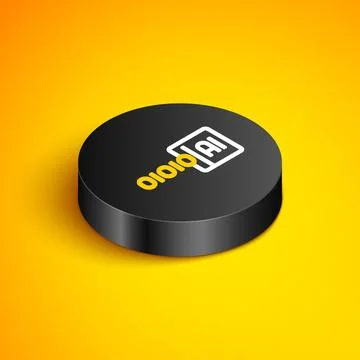 Isometric line Binary code icon isolated on yellow background. Black circle.. Illustrazione stock