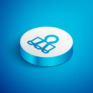 Isometric line Binder clip icon isolated on blue background. Paper clip. White Stock Illustration