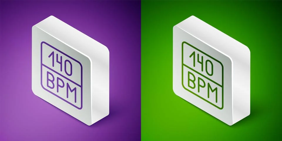 Isometric line Bitrate icon isolated on purple and green background. Music speed Illustration
