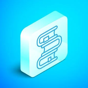 Isometric line Book icon isolated on blue background. Silver square button. V Stock Illustration