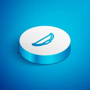 Isometric line Bow icon isolated on blue background. White circle button. Vector Ilustración de archivo