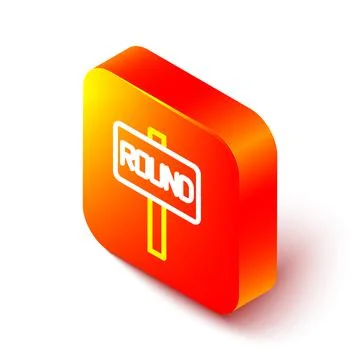 Isometric line Boxing ring board icon isolated on white background. Orange Stock Illustration