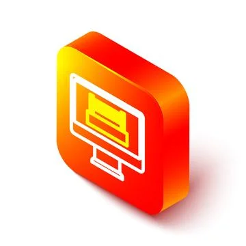 Isometric line Boxing ring show at television screen monitor icon isolated .. Stock Illustration