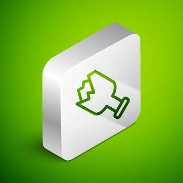Isometric line Broken bottle as weapon icon isolated on green background. Sil Stock Illustration