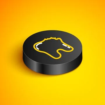 Isometric line Broken tooth icon isolated on yellow background. Dental problem Illustrazione stock