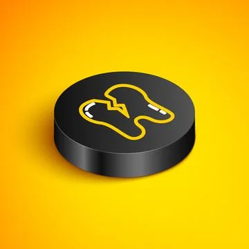 Isometric line Broken tooth icon isolated on yellow background. Dental problem Stockillustratie