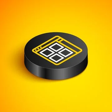 Isometric line Browser files icon isolated on yellow background. Black circ.. Stock Illustration