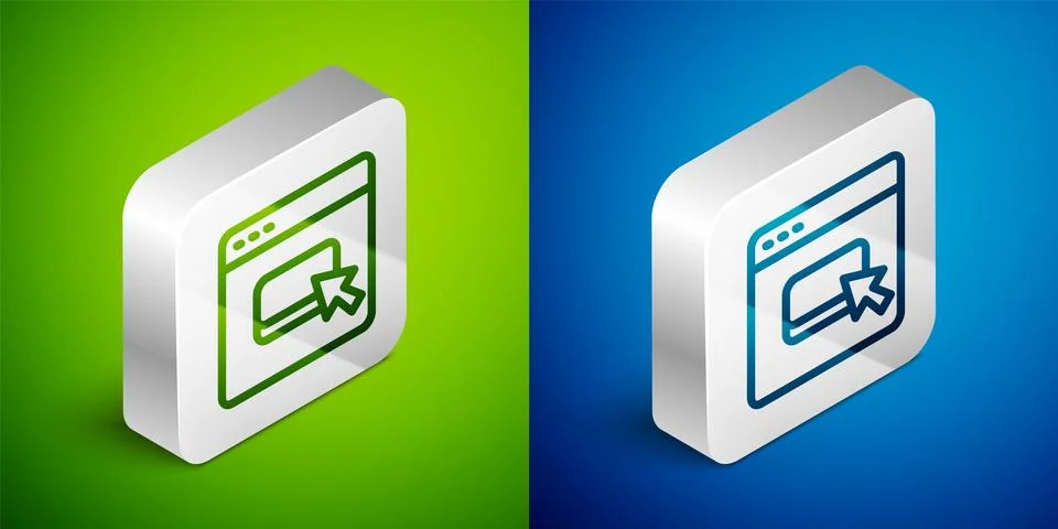 Isometric line Browser files icon isolated on green and blue background. Si.. 스톡 일러스트