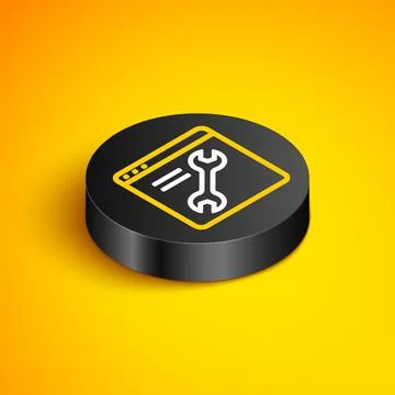 Isometric line Browser setting icon isolated on yellow background. Adjusting Stock Illustration