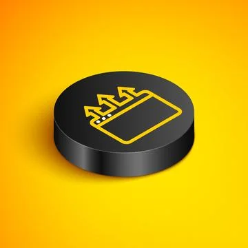 Isometric line Browser window icon isolated on yellow background. Black circle Stock Illustration