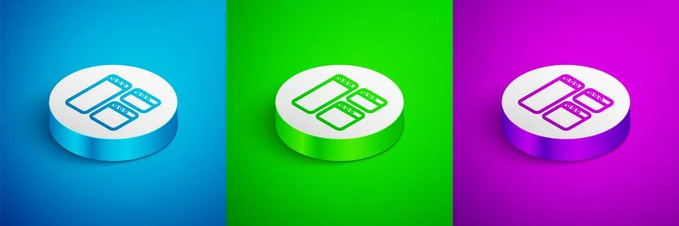 Isometric line Browser window icon isolated on blue, green and purple backg.. Stock Illustration