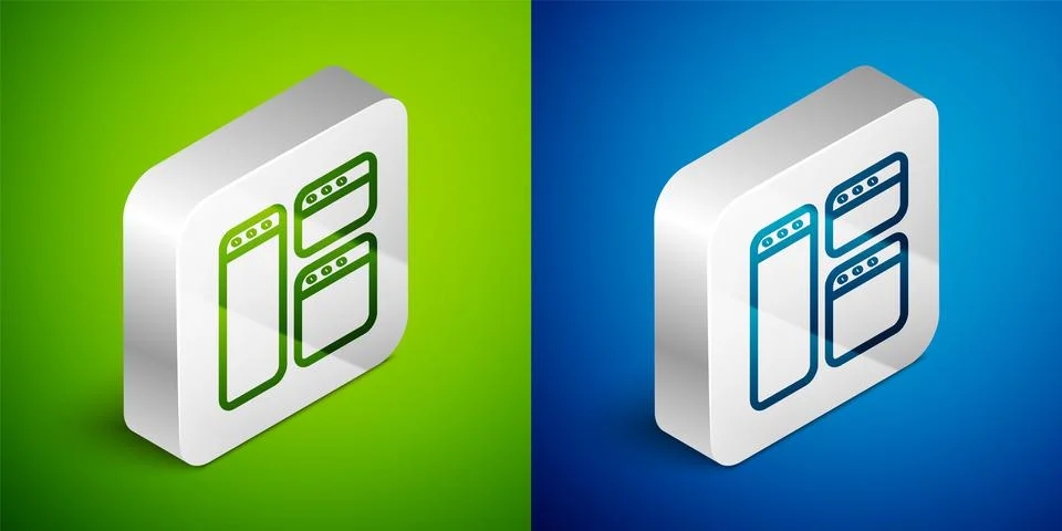 Isometric line Browser window icon isolated on green and blue background. S.. Stock Illustration