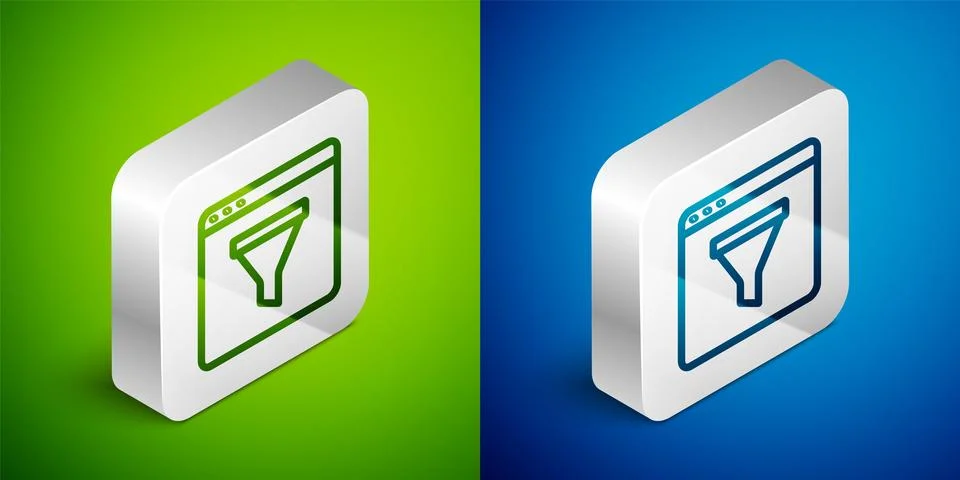 Isometric line Browser window icon isolated on green and blue background. S.. Stock Illustration