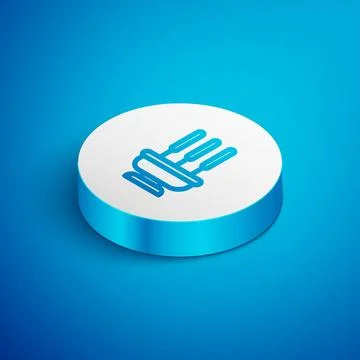 Isometric line Burning aromatic incense sticks icon isolated on blue backgrou Illustrazione stock