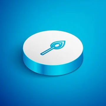 Isometric line Burning match with fire icon isolated on blue background. Ma.. Stock Illustration