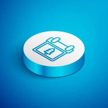Isometric line Calendar with tree icon isolated on blue background. Event rem Stock Illustration