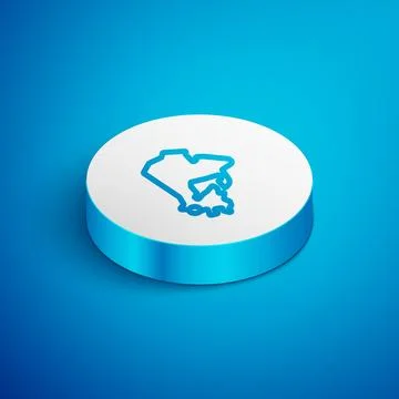 Isometric line Canada map icon isolated on blue background. White circle butt Stock Illustration
