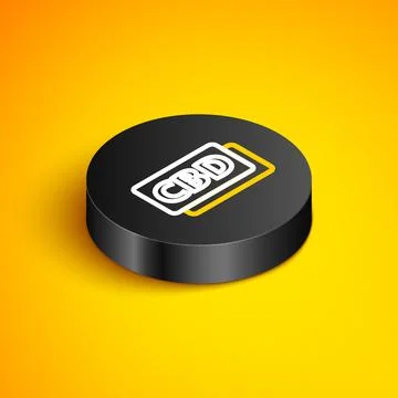 Isometric line Cannabis molecule icon isolated on yellow background. Cannabid Stock Illustration