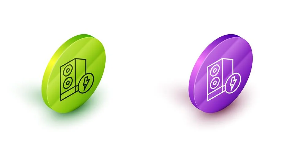 Isometric line Case of computer icon isolated on white background. Computer 스톡 일러스트