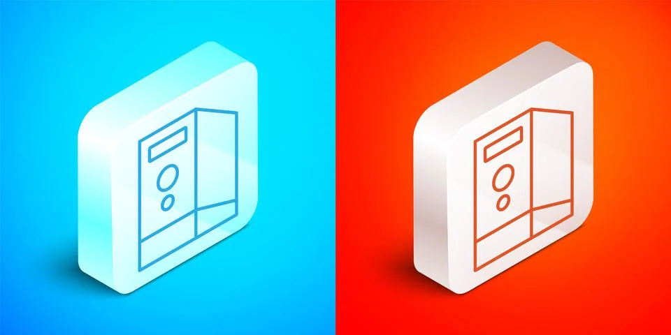 Isometric line Case of computer icon isolated on blue and red background Stock Illustration