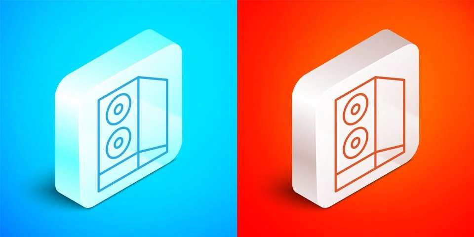 Isometric line Case of computer icon isolated on blue and red background 库存插图