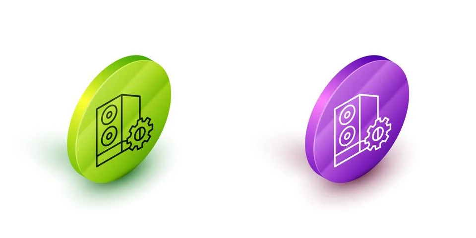 Isometric line Case of computer setting icon isolated on white background. .. Stock Illustration