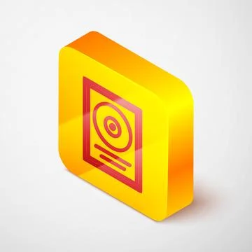 Isometric line CD disk award in frame icon isolated on grey background. Modern Stock Illustration