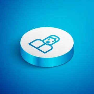 Isometric line Censor and freedom of speech concept icon isolated on blue bac Stock Illustration