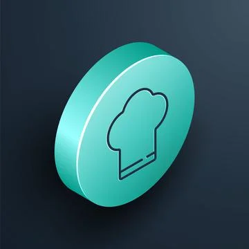 Isometric line Chef hat icon isolated on black background. Cooking symbol. Cooks Stock Illustration