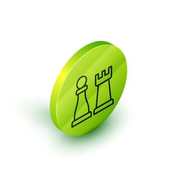 Isometric line Chess icon isolated on white background. Business strategy. Ga Stock Illustration