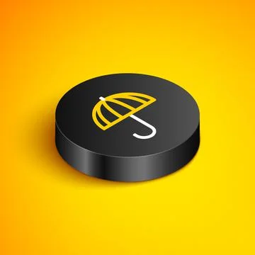 Isometric line Classic elegant opened umbrella icon isolated on yellow 库存插图