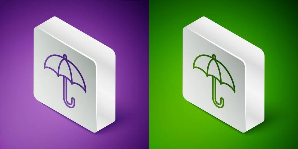 Isometric line Classic elegant opened umbrella icon isolated on purple and gr Stock Illustration