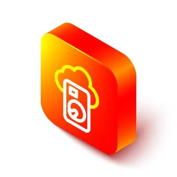 Isometric line Cloud database icon isolated on white background. Cloud computing Stock Illustration