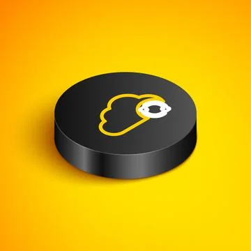 Isometric line Cloud sync refresh icon isolated on yellow background. Cloud and Stock Illustration