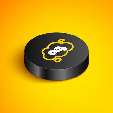 Isometric line CO2 emissions in cloud icon isolated on yellow background. Carbon Stock Illustration
