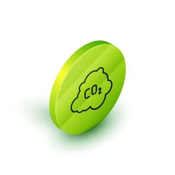 Isometric line CO2 emissions in cloud icon isolated on white background. Carbon Stock Illustration