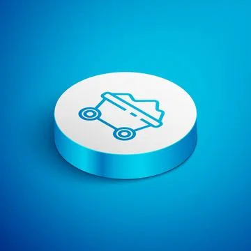 Isometric line Coal mine trolley icon isolated on blue background. Factory .. Stock Illustration