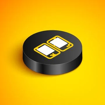 Isometric line The commandments icon isolated on yellow background. Gods la.. Illustrazione stock
