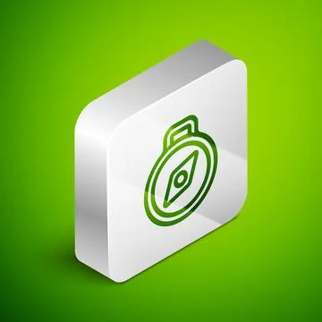 Isometric line Compass icon isolated on green background. Windrose navigati.. Stock Illustration