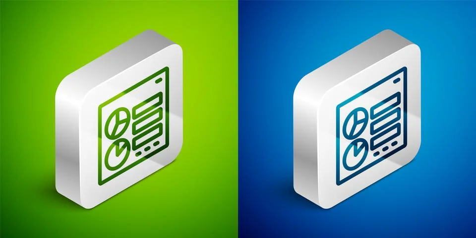 Isometric line Computer api interface icon isolated on green and blue background Stockillustratie