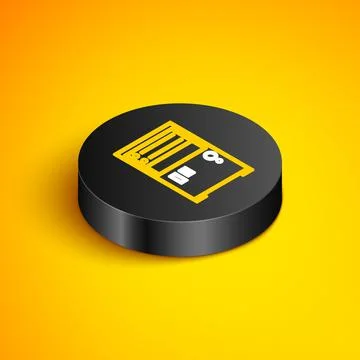 Isometric line Computer icon isolated on yellow background. PC component sign Stock-Illustration